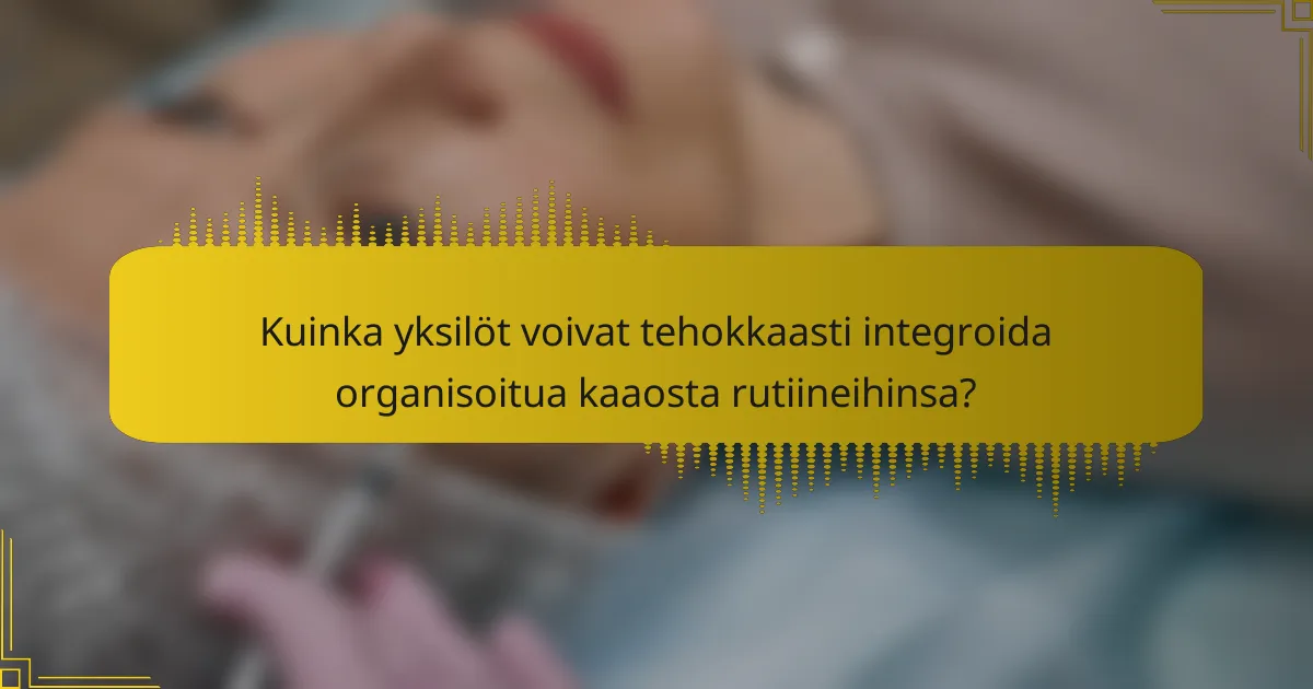 Kuinka yksilöt voivat tehokkaasti integroida organisoitua kaaosta rutiineihinsa?