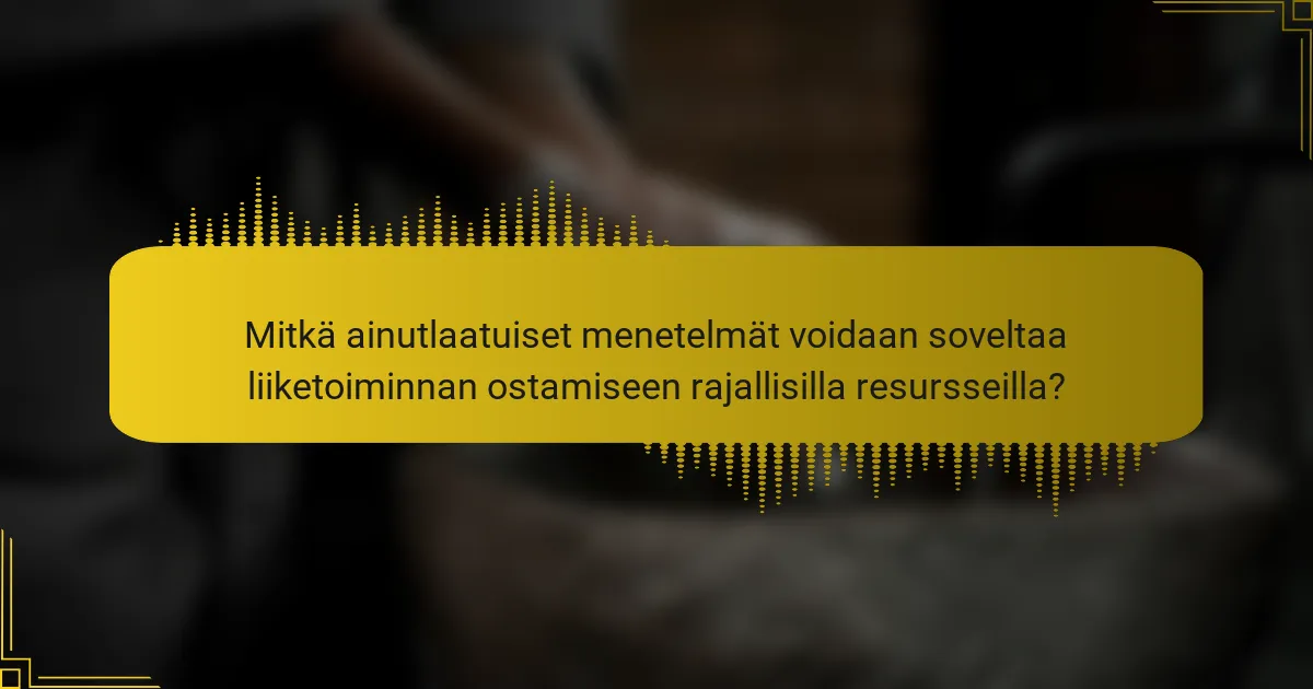 Mitkä ainutlaatuiset menetelmät voidaan soveltaa liiketoiminnan ostamiseen rajallisilla resursseilla?