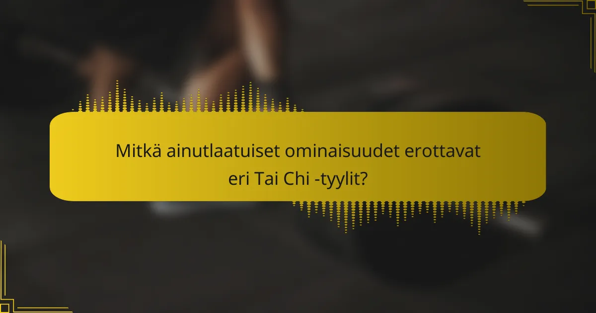 Mitkä ainutlaatuiset ominaisuudet erottavat eri Tai Chi -tyylit?