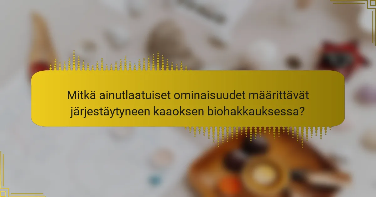 Mitkä ainutlaatuiset ominaisuudet määrittävät järjestäytyneen kaaoksen biohakkauksessa?