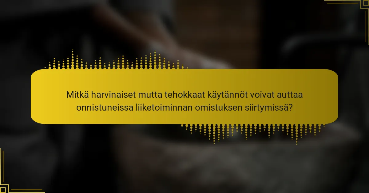 Mitkä harvinaiset mutta tehokkaat käytännöt voivat auttaa onnistuneissa liiketoiminnan omistuksen siirtymissä?