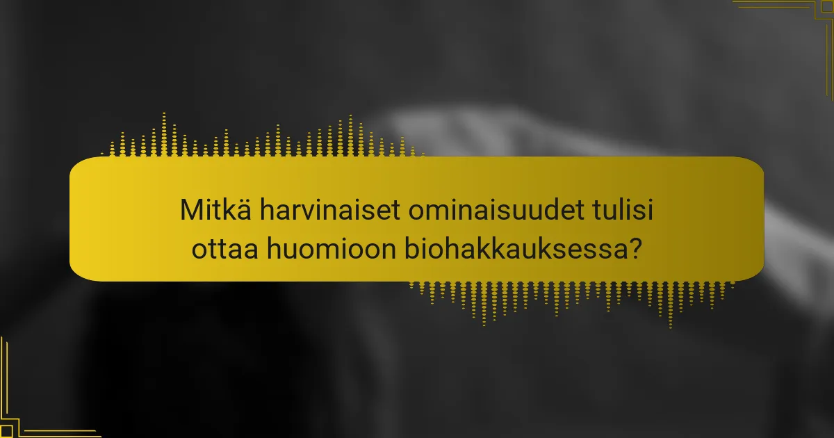 Mitkä harvinaiset ominaisuudet tulisi ottaa huomioon biohakkauksessa?