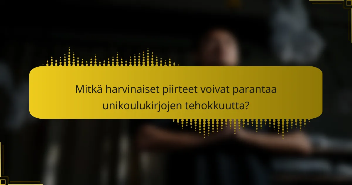 Mitkä harvinaiset piirteet voivat parantaa unikoulukirjojen tehokkuutta?