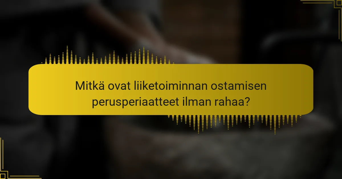 Mitkä ovat liiketoiminnan ostamisen perusperiaatteet ilman rahaa?