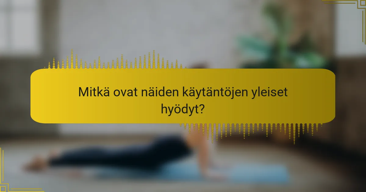 Mitkä ovat näiden käytäntöjen yleiset hyödyt?