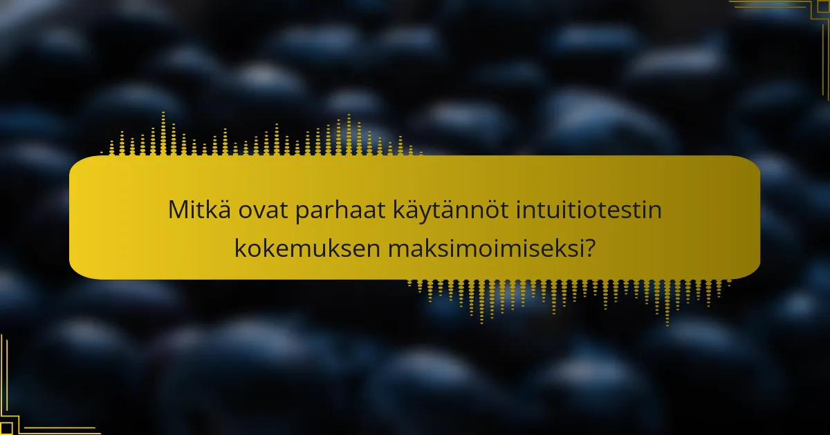 Mitkä ovat parhaat käytännöt intuitiotestin kokemuksen maksimoimiseksi?