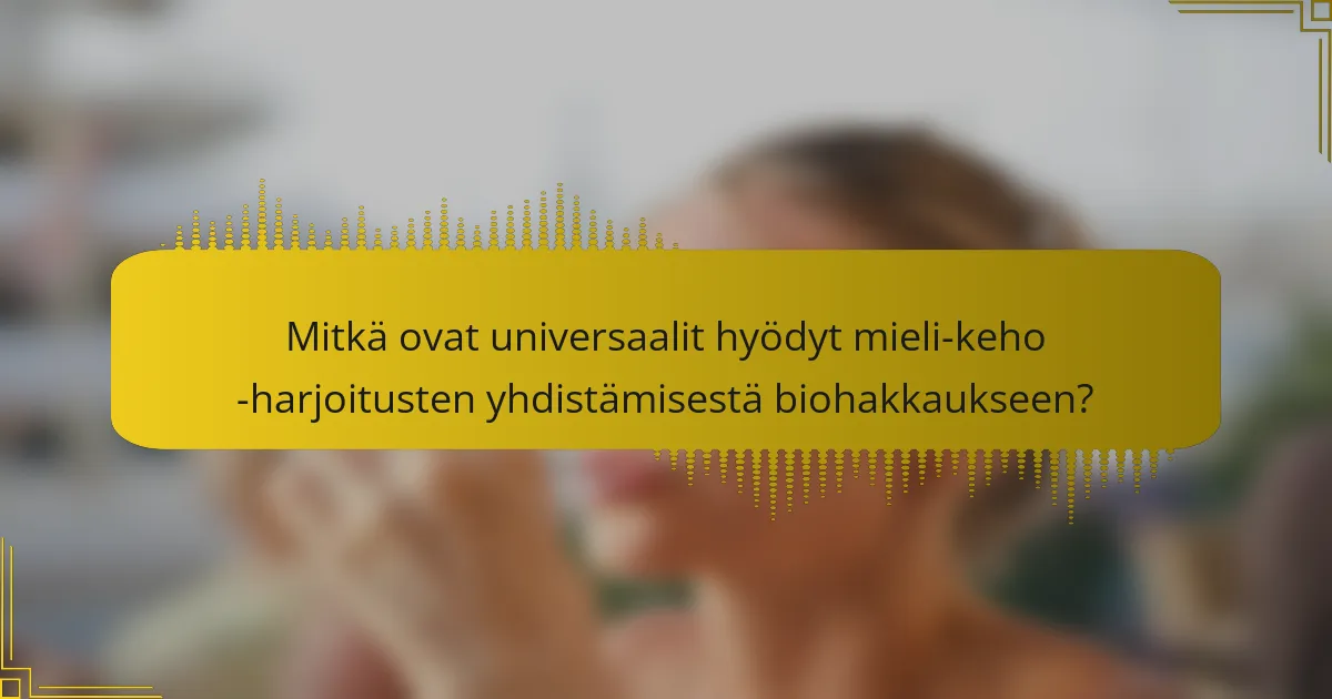 Mitkä ovat universaalit hyödyt mieli-keho -harjoitusten yhdistämisestä biohakkaukseen?