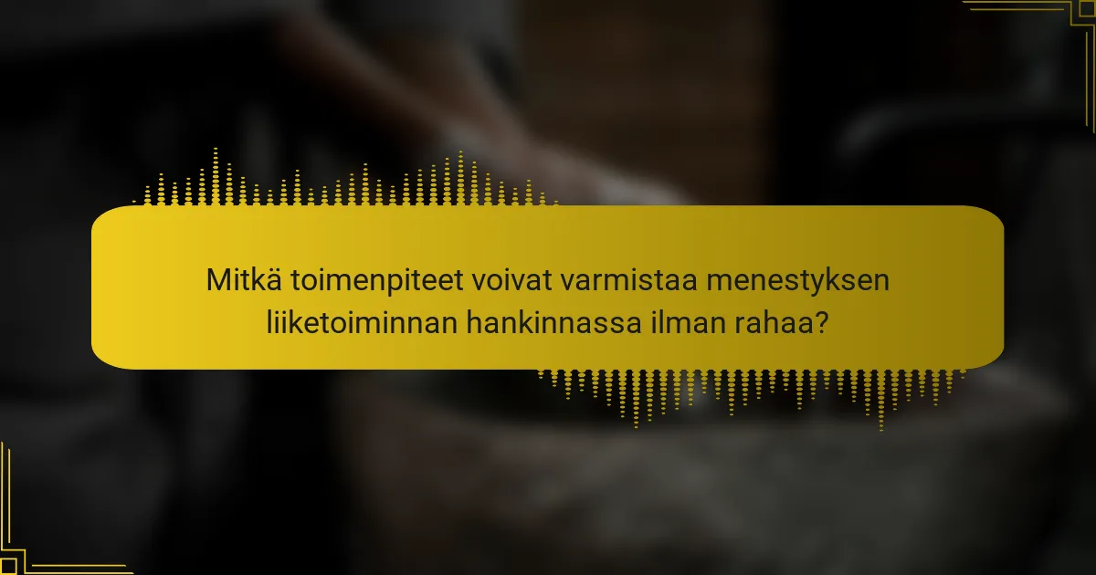 Mitkä toimenpiteet voivat varmistaa menestyksen liiketoiminnan hankinnassa ilman rahaa?